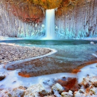 Waterfall in winter with Ice and Snow