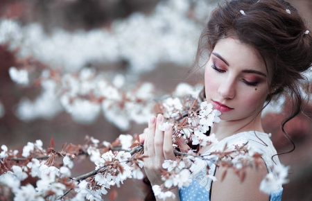 Lovely Girl - flowers, face, woman, model