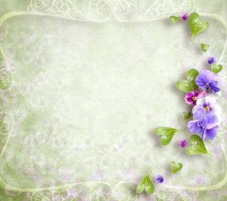 Happy Spring! - card, flower, purple, spring, texture, green