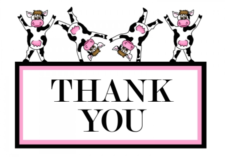 Thank You! - thank you, white, cow, pink, card, funny, black