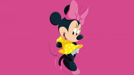 Minnie Mouse - bow, yellow, pink, minnie, disney, mouse, cute, black