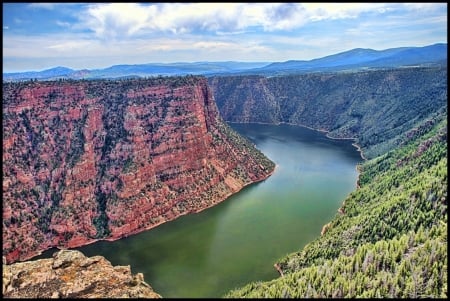 Red Canyon, Utah - sky, mountains, water, landscape, clouds, river