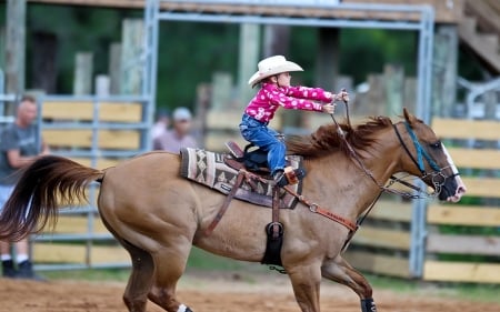 Learning Early.. - girls, style, fun, female, cowgirl, boots, hats, kids, outdoors, rodeo, brunettes, western, horses, children, ranch