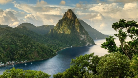 Saint Lucia, Caribbean - nature, saint, lucia, landscape, trees, mountains, sea