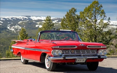 1959 Chevrolet Impala Convertible - cars, convertible, red, impala, 1959