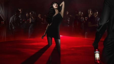 Olga Kurylenko - commercial, campari, girl, actress, black, red, woman, Olga Kurylenko, add