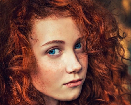 Merida - woman, princess, redhead, girl, merida, blue eyes, model, face, disney, cosplay