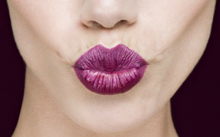 Kiss - purple, mouth, pink, kiss, lips, woman