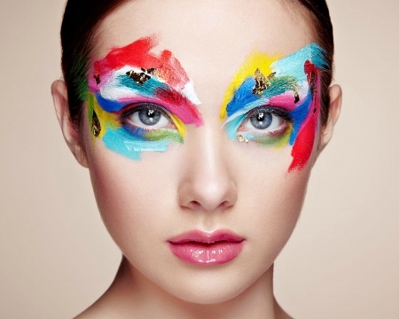 Beauty - girl, eyes, beauty, colorful, woman, model, face, makeup, oleg gekman