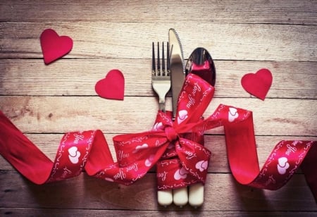 ❤ - love, heart, red, cutlery