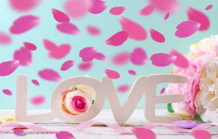 * - love, rose, petals, pink