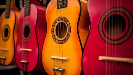 Guitars - music, colors, guitars, instruments