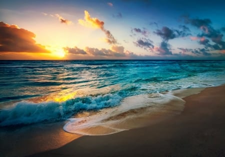 Beach Sunset - nature, beach, ocean, sunset