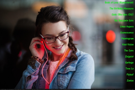 Glow - fun, electronica, asses, glasses, fitness partner, joy, music, christian, cool, religious, love, dance, peace, goth, motivational, wave, heaven, glowing earbuds, entertainment, exercise partner, happiness