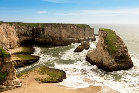 Shark Fin Cove, California - usa, nature, beach, rocks