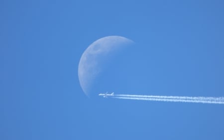 Flight - moon, nature, sky, flight