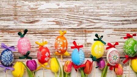 Easter Eggs - eggs, easter, wood, spring