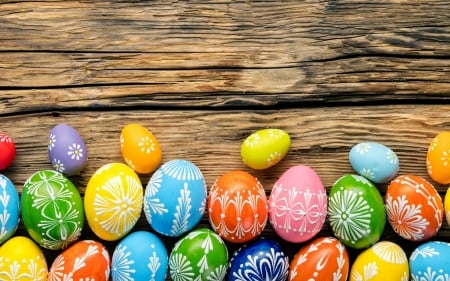 Happy Easter! - easter, colorful, wood, egg, card