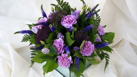 Vase With Flowers - composition, eustoma, flowers, bouquet, vase, nature