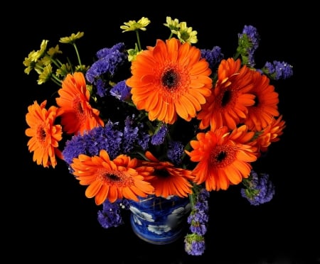 GERBERAS - colors, flowers, stems, vase