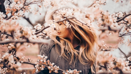 Spring Beauty - flowers, spring, woman, model