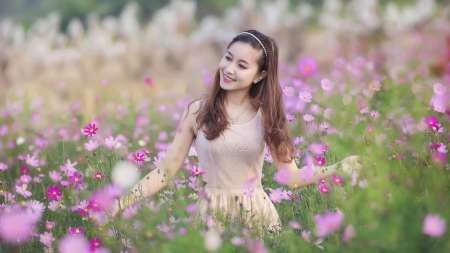 Lovely Girl - flowers, asian, woman, model