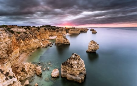 coast line sunset - fun, nature, ocean, beach, cool, sunset