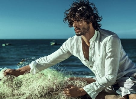 Marlon Teixeira - white, water, summer, blue, beach, Marlon Teixeira, sea, man