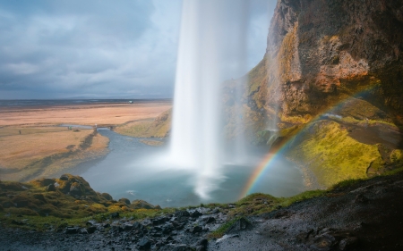 Waterfall - fall, rainbow, mountains, nature