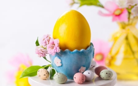 Easter - eggs, flowers, easter, holiday, decoration, spring