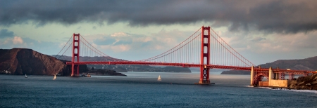 Golden Gate Bridge Panorama - scenery, beautiful, USA, photography, photo, cityscape, architecture, wide screen, San Francisco, California, bridge, Golden Gate Bridge