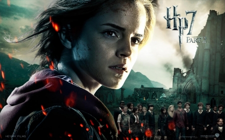 Harry Potter and the Deathly Hallows (2010-2011) - witch, fantasy, deathley hallows, poster, harry potter, hermione granger, movie, Emma Watson