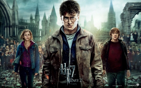 Harry Potter and the Deathly Hallows (2010-2011) - deathly hallows, hermione granger, poster, Emma Watson, Daniel Radcliffe, fantasy, harry potter, movie, Rupert Grint, ron