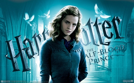 Harry Potter and the Half-Blood Prince (2009) - actress, movie, girl, harry potter, emma watson, fantasy, poster, witch, blue, half-blood prince