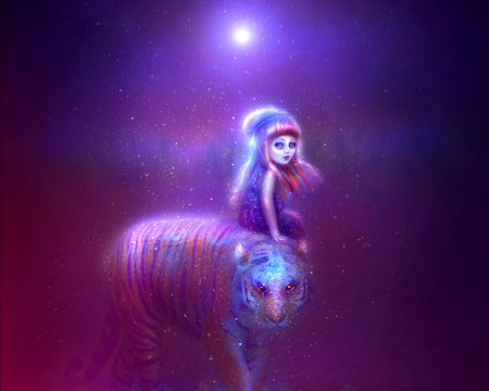 Those wild winters - moon, girl, thegirlcansmile, fantasy, those wild winters, luminos, pink, blue, luna, tiger