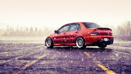 Mitsubishi Lancer Evolution IX - tuner, Mitsubishi Lancer Evolution IX, Lancer, Evo, IX, Evo 9, Evolution, car, rain, Mitsubishi, auto, Mitsubishi Lancer