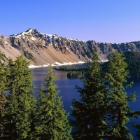 Wizard Island on Crater Lake, Oregon, USA