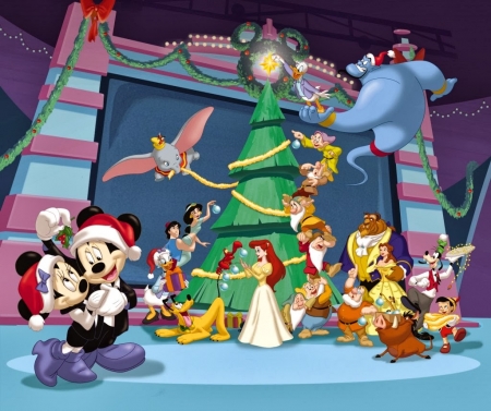 Merry Christmas! - minnie, tree, christmas, mickey mouse, all, craciun, fairy, princess, disney