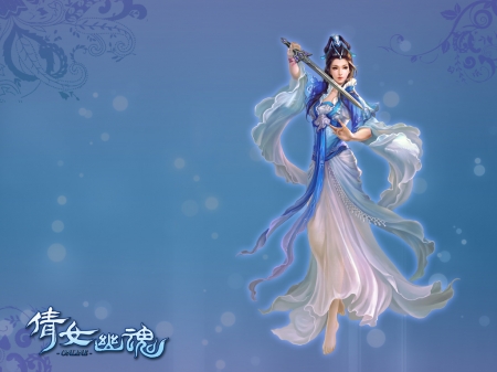 Fantasy girl - game, blue, girl, frumusete, fantasy, white, woman, princess, asian