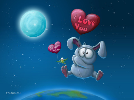 Funny love - love, funny, space, drawing, planet