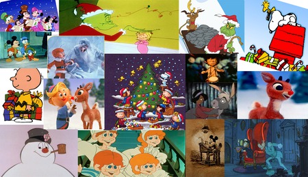 Cartoon Christmas - frosty, peanuts, santa claus, mickey mouse, christmas, santa, cartoons, grinch, snoopy, charlie brown, rudolph the red nose reindeer