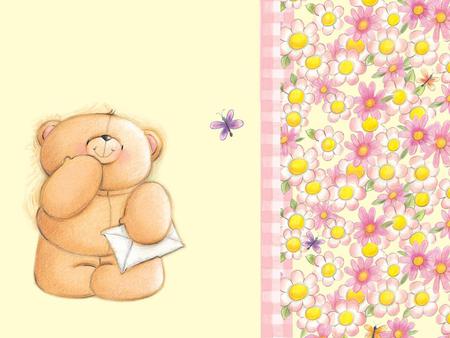 bear and flowers - bear, animals, cartoon, other, entertainment, abstract, cool, cute, baby bear