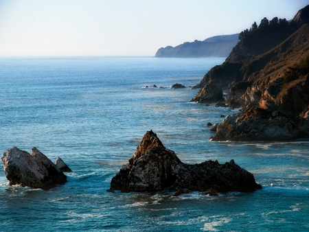 	waterfall in Julia Pfeiffer state park - julia pfeiffer, sea, state, park, rocks