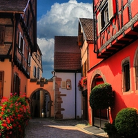 The red house in Ribeauville  Alsace