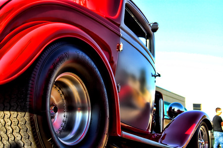 Love these Mickey Thompson tires on this red hot-rod - cars, hot-rods