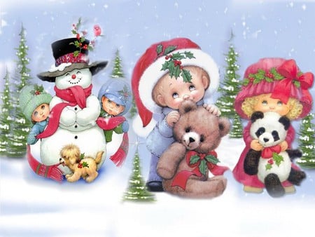 Happy Holidays !! - snowman, new year, bears, x-mas, christmas, december, noel, snow, holiday, happy