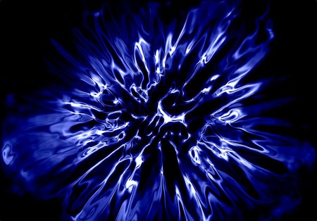 Metallic Flower - abstract, 3d, blue, metallic