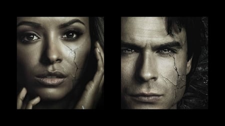 The Vampire Diaries ( 2009- ) - actress, collage, girl, tv series, the vampire diaries, black, fantasy, ian somerhalder, face, witch, bonnie, man, kat graham, by cehenot, damon, actor