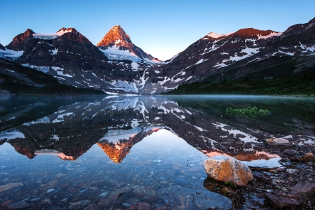 Lake Magog with Mt. Assiniboine, Banff NP - water, reflection, mountains, Canada