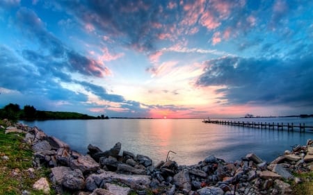 Colorful Sky - nature, sky, sea, sun